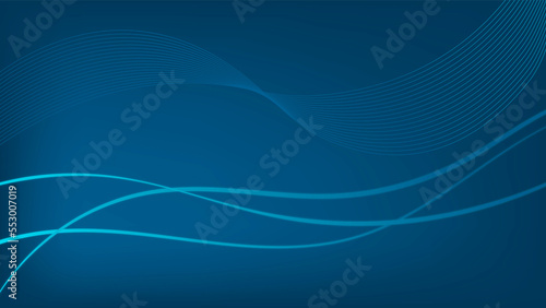 Tytuł Abstract wave background. Dark abstract background with neon lines, glow. Blue blurred background, light effects. 