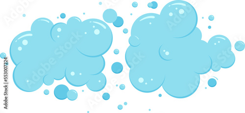 Cartoon bubble soap, laundry, air, shampoo, soda water, blue foam bath vector icon, effervescent, gas ball isolated on white background. Clean illustration