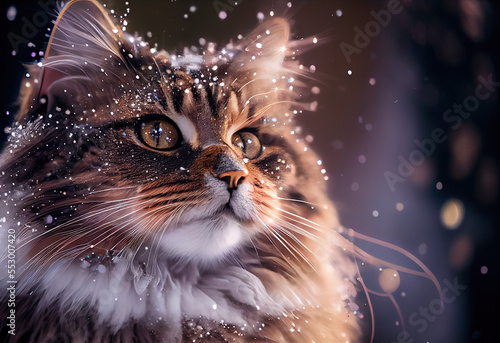 cat snowing glitter