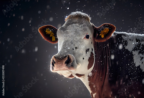cow in snow winter