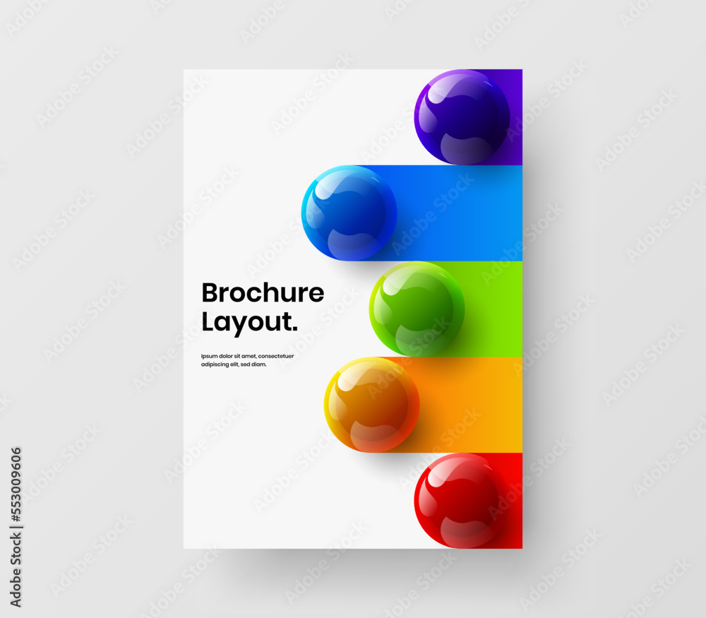 Unique placard A4 vector design template. Fresh 3D balls magazine cover layout. Unique placard A4 vector design template. Fresh 3D balls magazine cover layout.