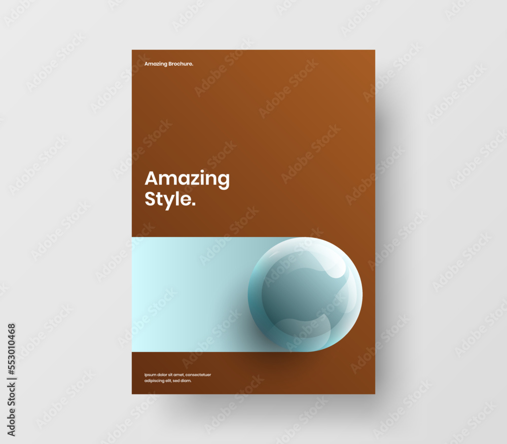Fototapeta premium Trendy 3D balls placard illustration. Creative banner A4 vector design concept.