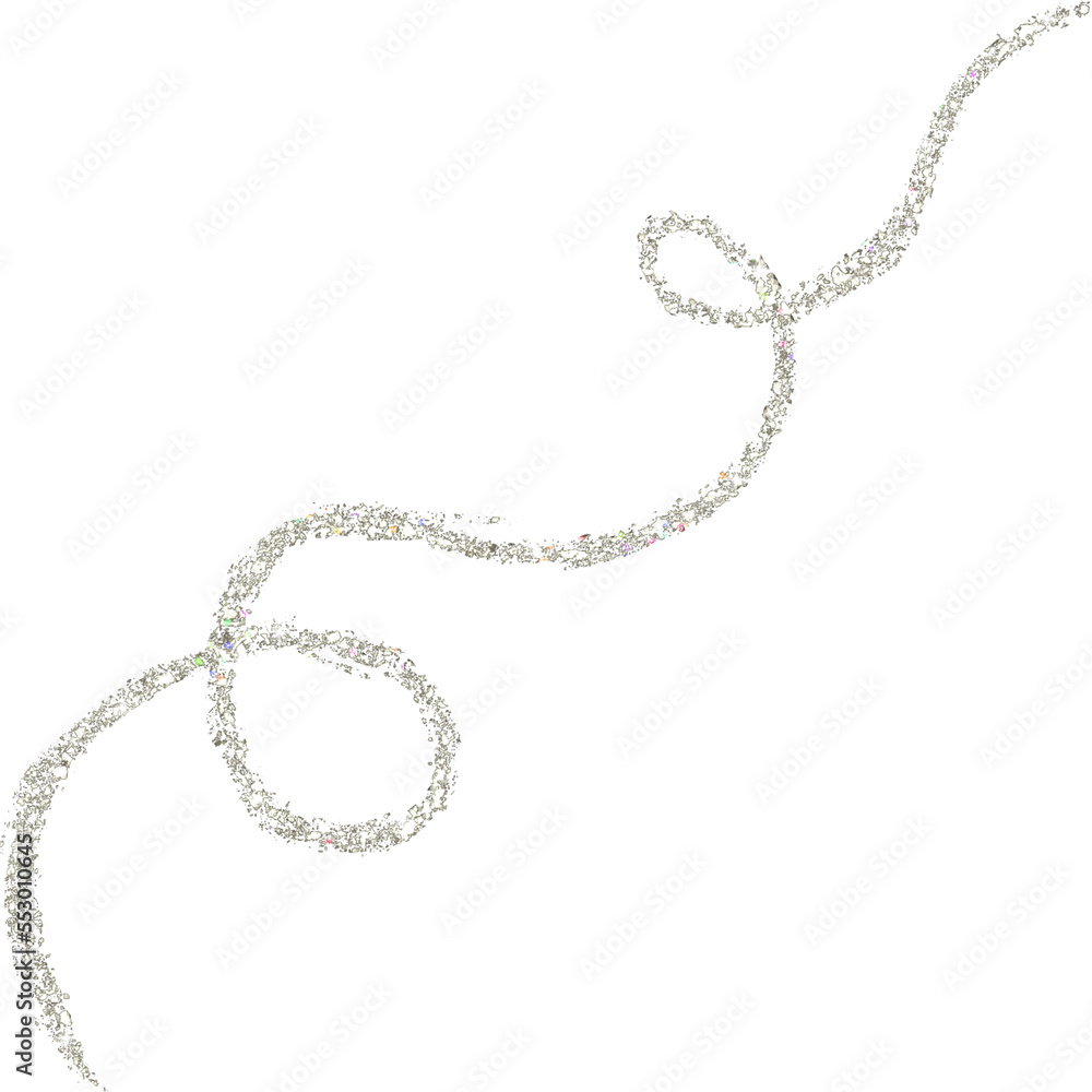 Silver glitter hand-drawn curly line Silver glitter hand-drawn curly line