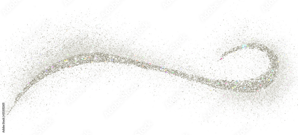 Fototapeta premium Silver glitter hand-drawn abstract curve