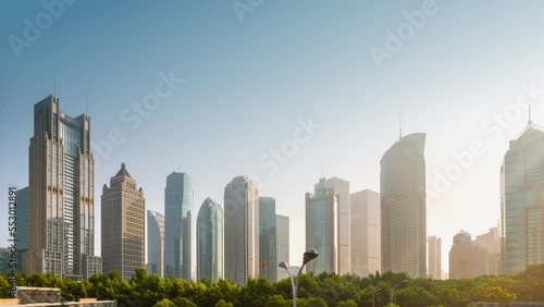 hyper lapse, skyscrapes in lujiazui financial center, Shanghai, China photo