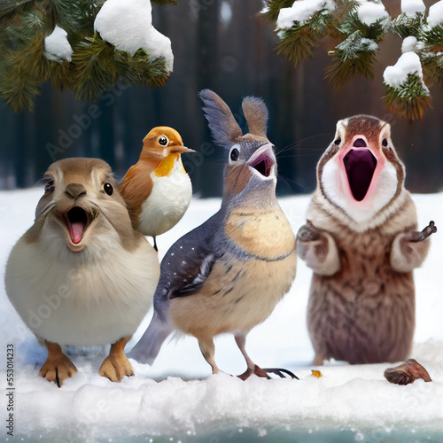 Excited christmas animals