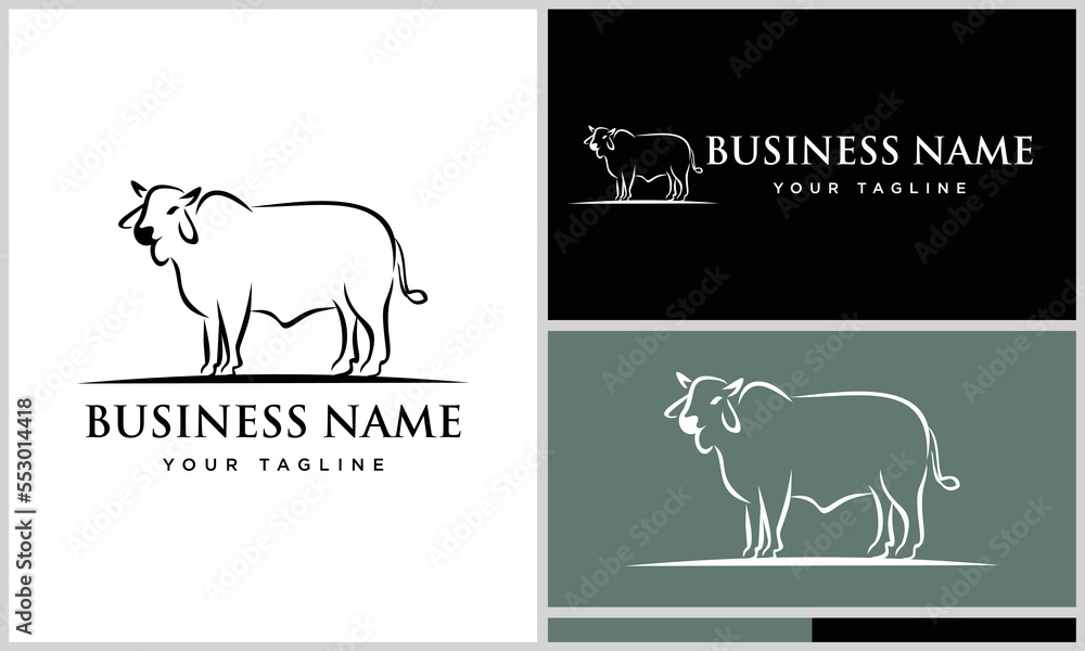 line art cattle logo template