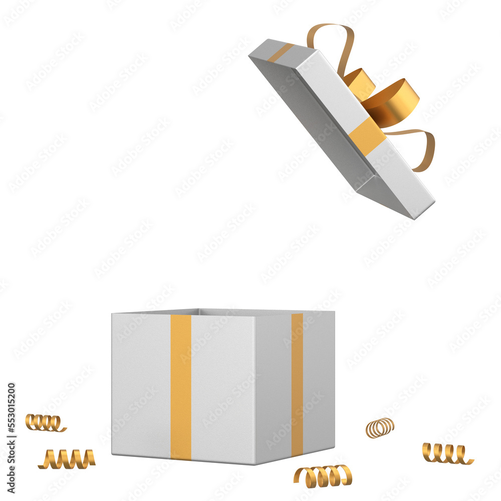 Opened Gift Box. 3D gift box. Open gift box.