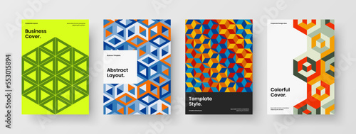Isolated pamphlet design vector concept collection. Premium mosaic shapes banner illustration bundle.
