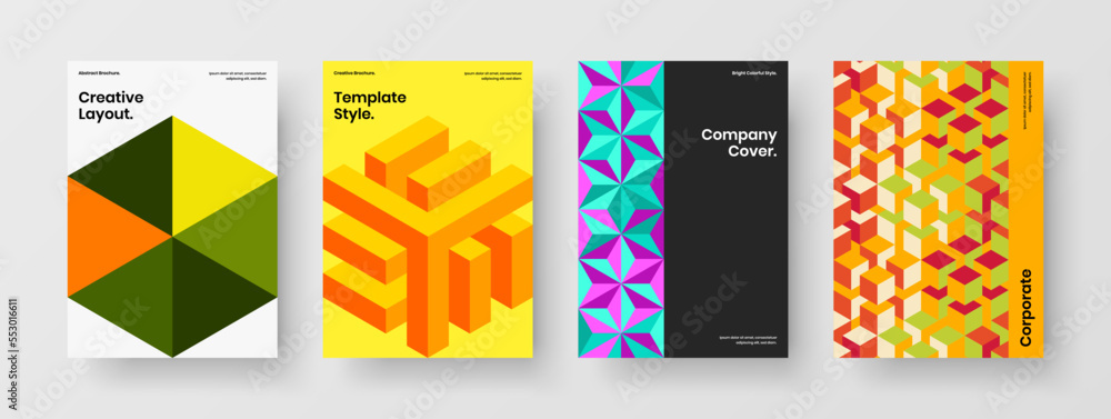 Original geometric shapes placard concept set. Modern postcard A4 vector design illustration collection.