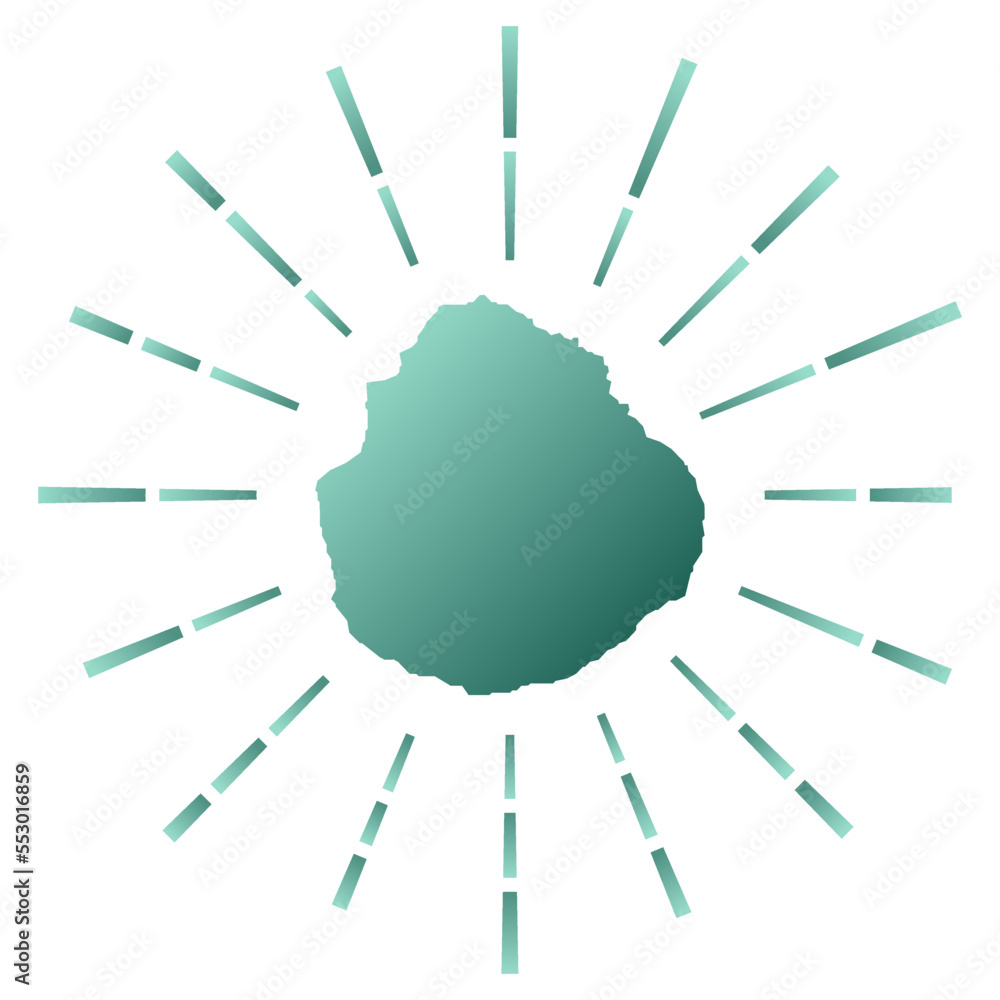 Marie-Galante gradiented sunburst. Map of the island with colorful star rays. Marie-Galante illustration in digital style. Vector illustration. Marie-Galante gradiented sunburst. Map of the island with colorful star rays. Marie-Galante illustration in digital style. Vector illustration.