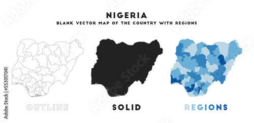 Nigeria map. Borders of Nigeria for your infographic. Vector country shape. Vector illustration.