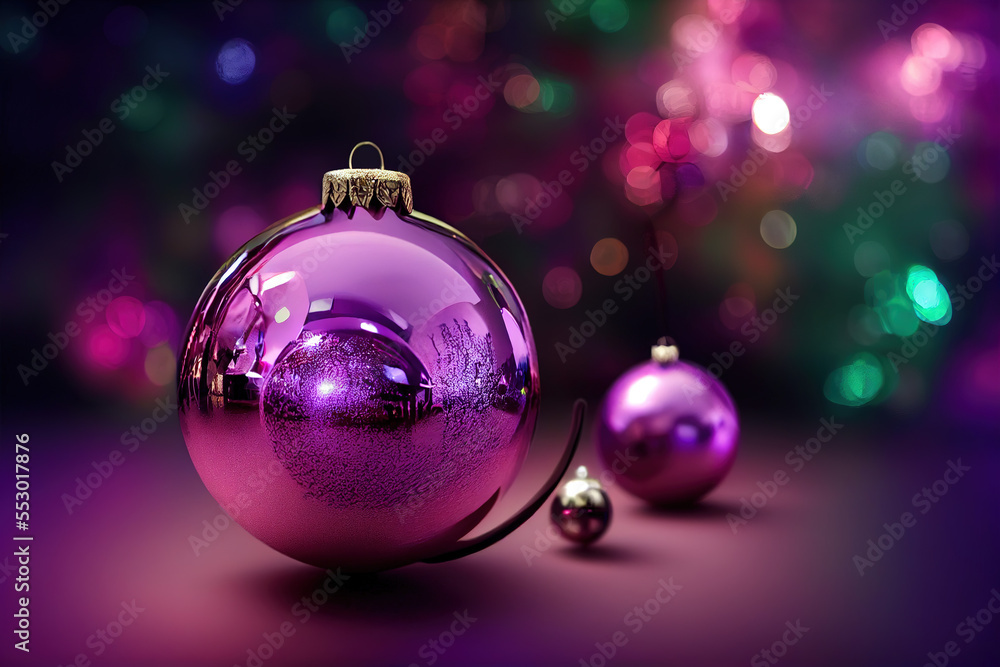 Fototapeta premium Purple Christmas decoration. AI generated.