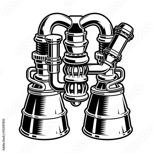 Vector illustration of rocket engine on a white background