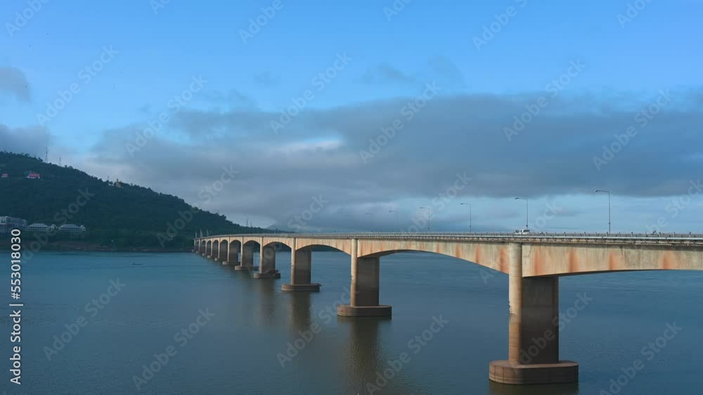 Lao nippon bridge with blue sky in the morning locat in Pakse, Champasak, Laos.
Lao nippon bridge with blue sky in the morning locat in Pakse, Champasak, Laos.