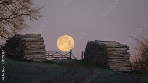 Full moon over a gate 