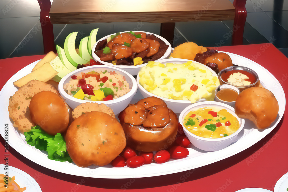 Anime Style Food Platter Anime Style Food Platter
