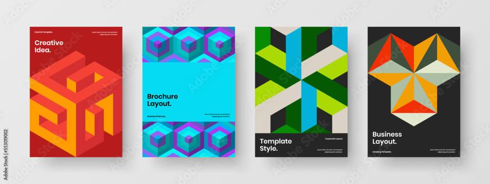 Modern banner A4 vector design template collection. Abstract geometric pattern catalog cover concept composition.