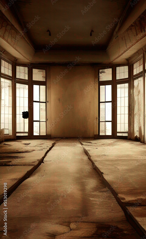 Room image atmosphere dilapidated desolate old vintage dark scene background with generative AI