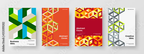 Premium placard vector design template collection. Multicolored geometric shapes company brochure layout bundle.
