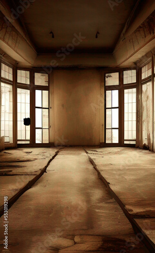 Room image atmosphere dilapidated desolate old vintage dark scene background with generative AI