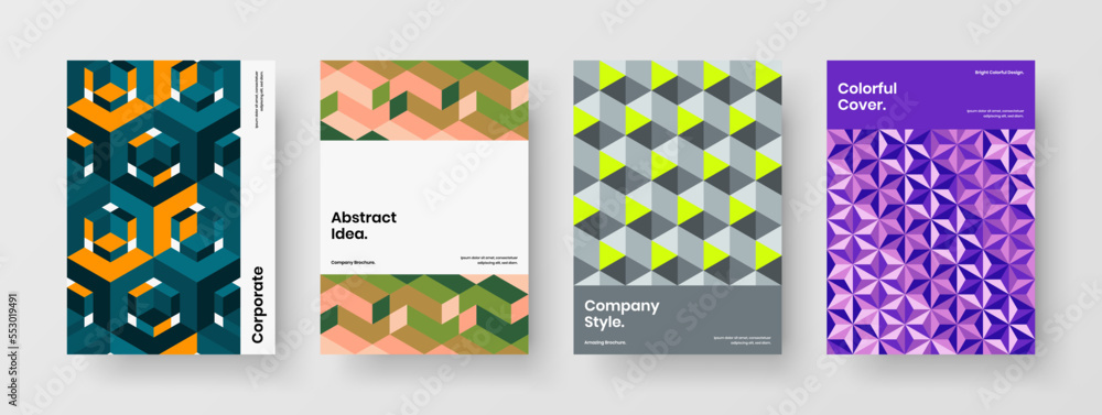 Amazing corporate cover A4 vector design concept set. Minimalistic geometric pattern company identity illustration composition. Amazing corporate cover A4 vector design concept set. Minimalistic geometric pattern company identity illustration composition.