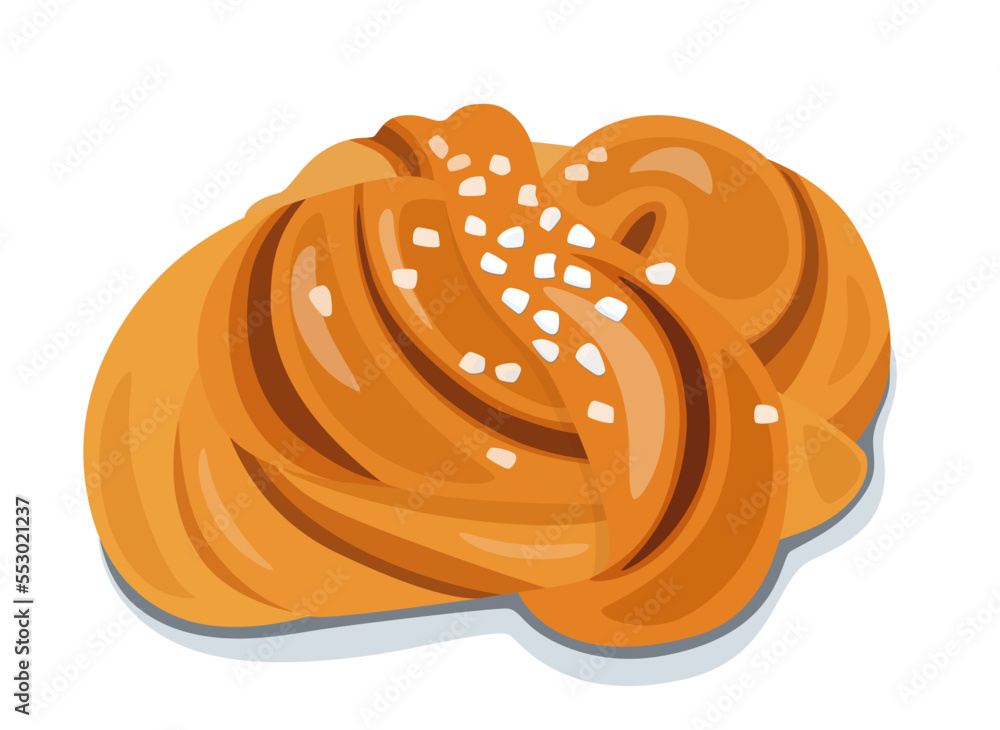 Vector cinnamon roll with pearl sugar isolated on white background ...