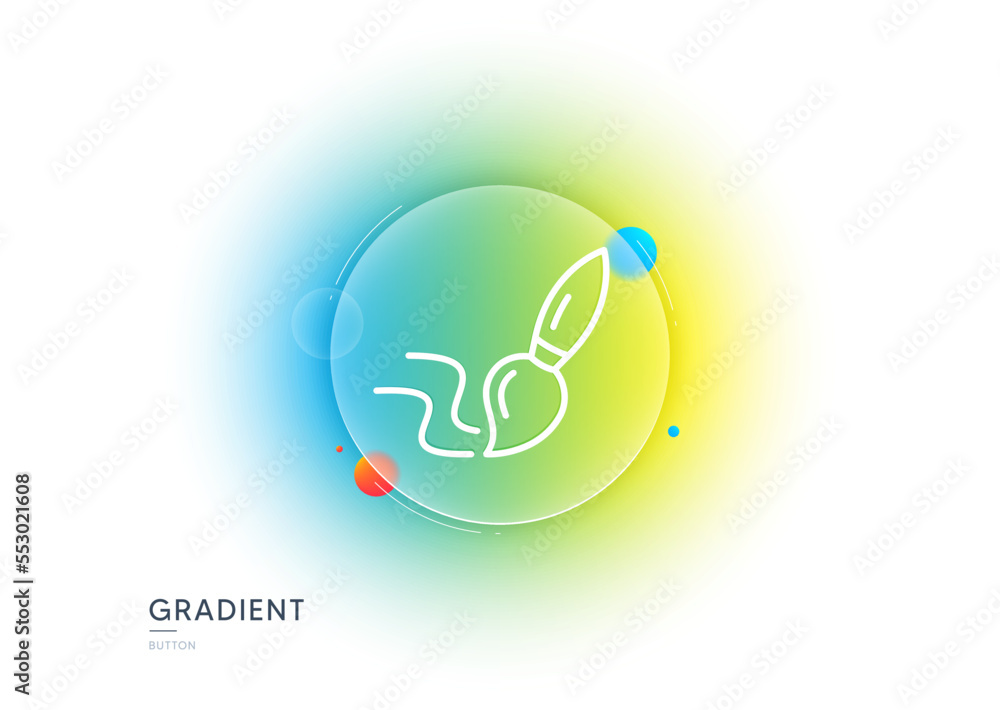 Paint brush line icon. Gradient blur button with glassmorphism. Wall paintbrush sign. Creative drawing art symbol. Transparent glass design. Brush line icon. Vector Paint brush line icon. Gradient blur button with glassmorphism. Wall paintbrush sign. Creative drawing art symbol. Transparent glass design. Brush line icon. Vector