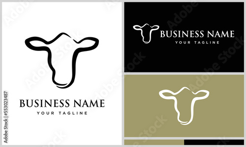 line art beef logo template