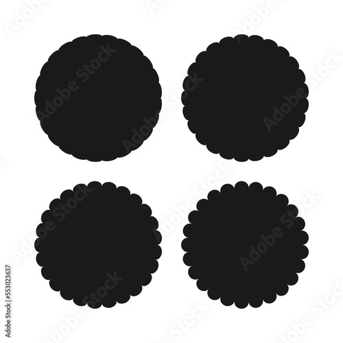 Scallop Edge Circle Shapes Icon Set