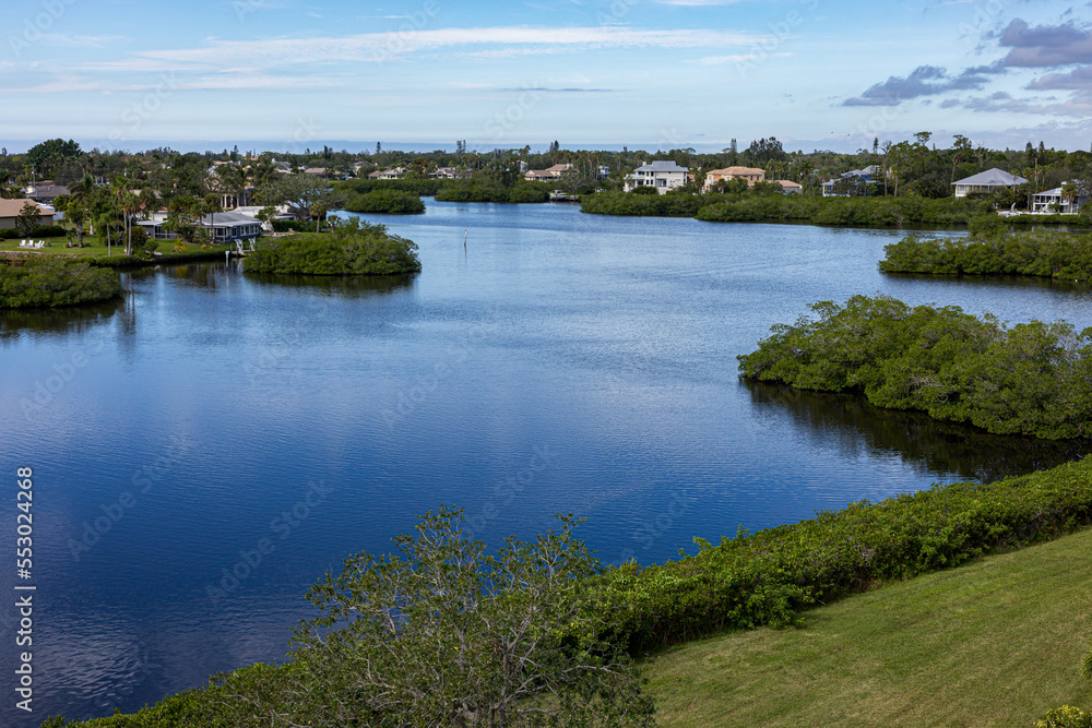 View of the intercoastal waterway near Sarasota, FL on west coast of FL
