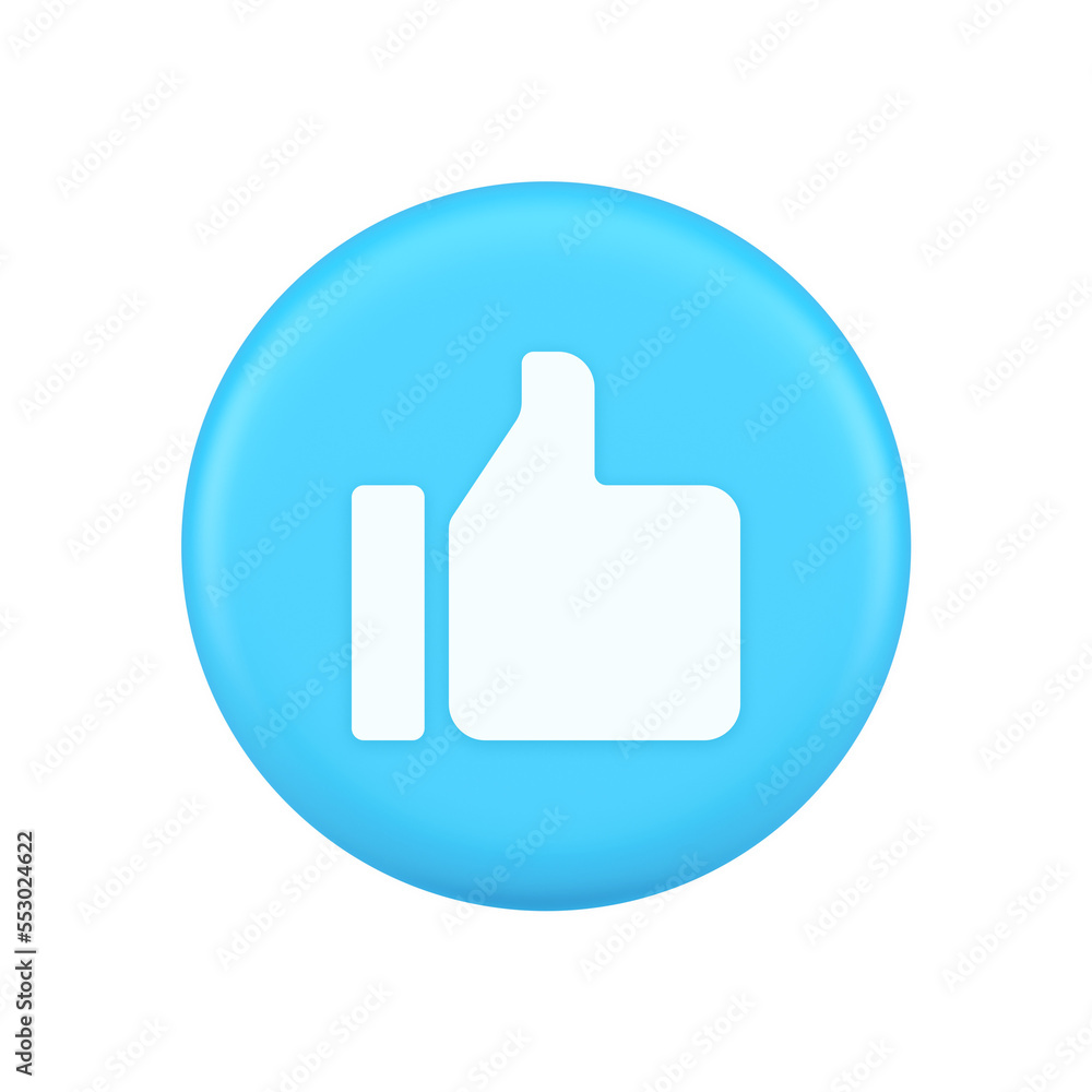 Thumb up like cool button cyberspace approve acceptance communication 3d realistic icon Thumb up like cool button cyberspace approve acceptance communication 3d realistic icon
