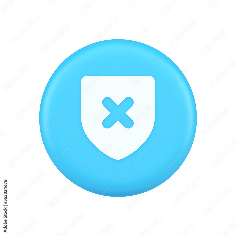 Decline shield button cross mark wrong unsend defense virtual guard 3d realistic icon Decline shield button cross mark wrong unsend defense virtual guard 3d realistic icon