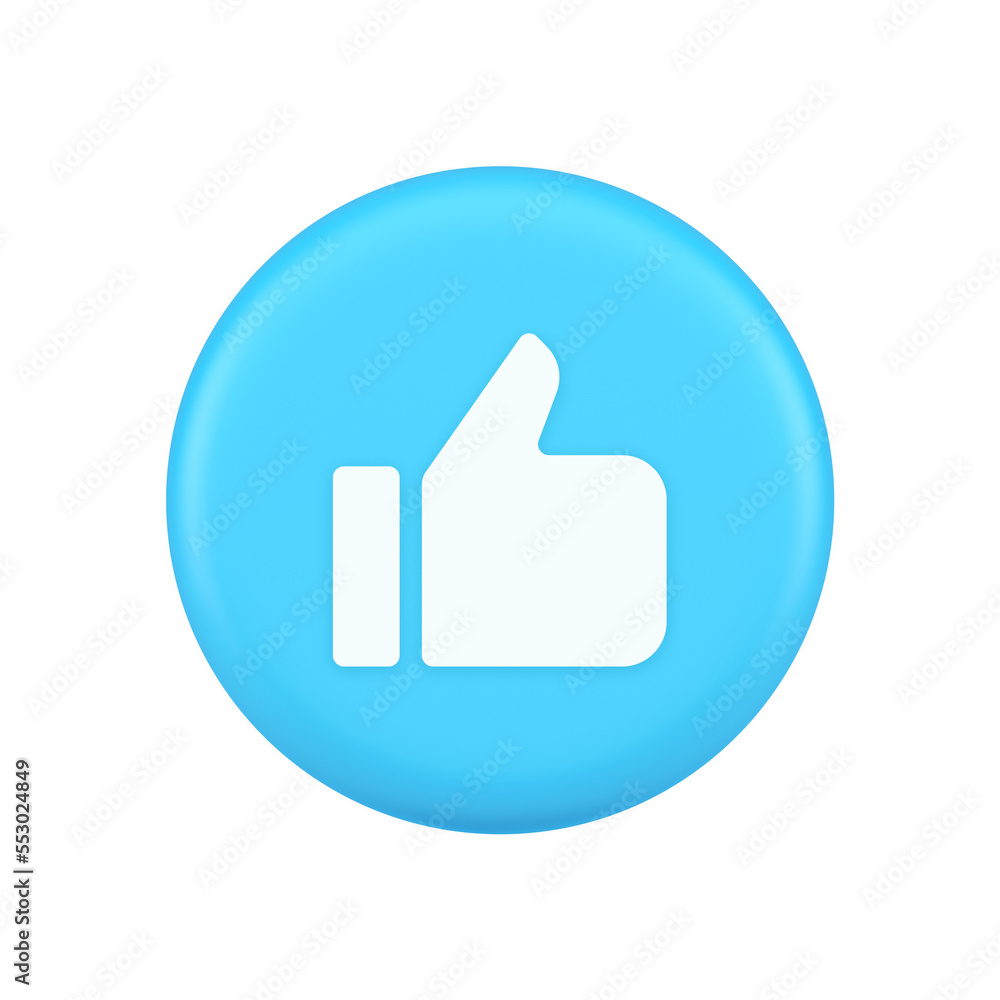 Like thumb up approve rating button confirmation cool website networking 3d realistic icon Like thumb up approve rating button confirmation cool website networking 3d realistic icon