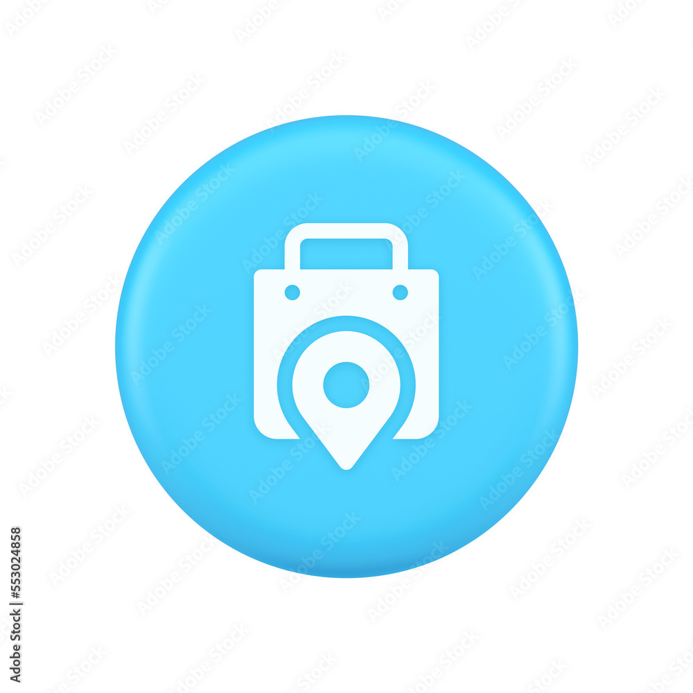 Shop location map pin with shopping bag button web app design realistic icon Shop location map pin with shopping bag button web app design realistic icon