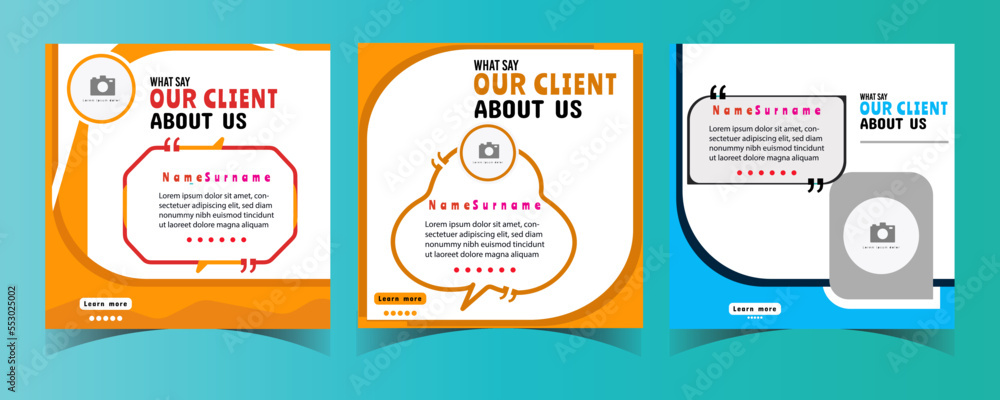 Fototapeta premium Modern and creative client testimonial social media post design customer service feedback review