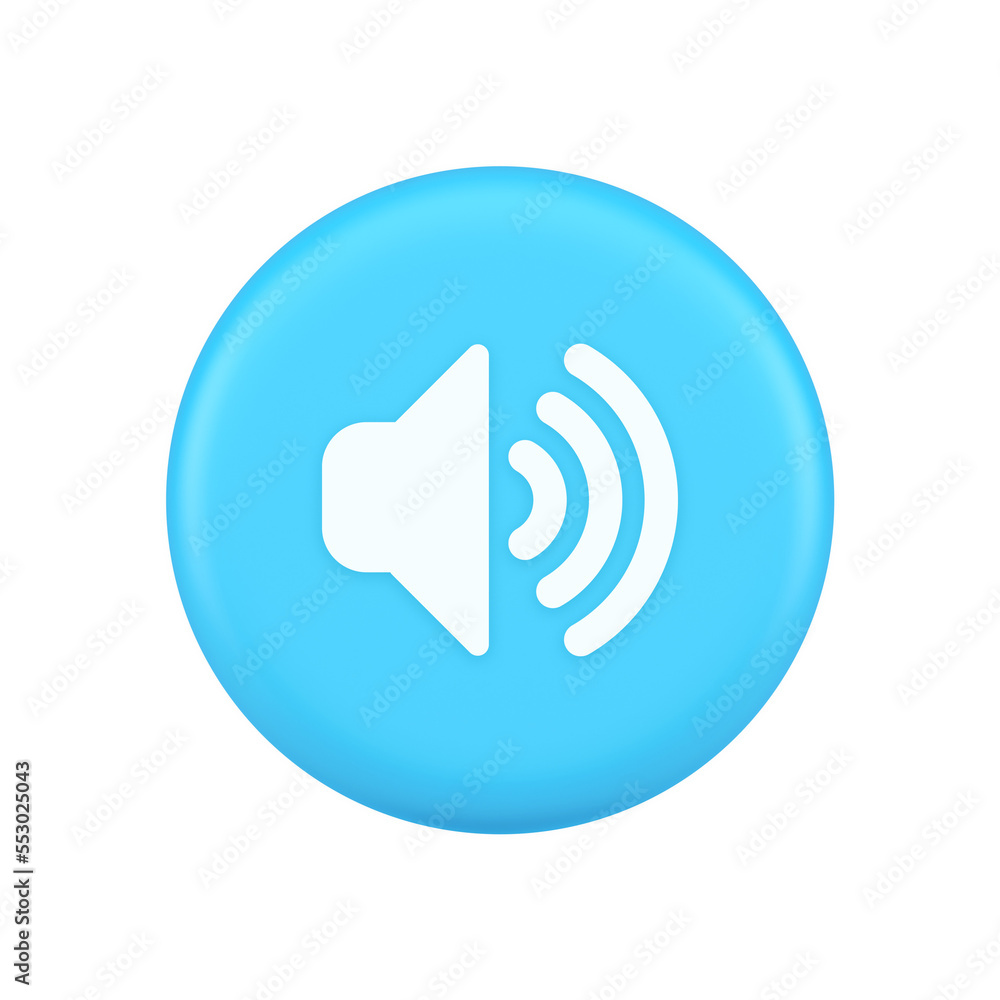 Volume sound button speaker acoustic level noise wave control 3d realistic icon Volume sound button speaker acoustic level noise wave control 3d realistic icon