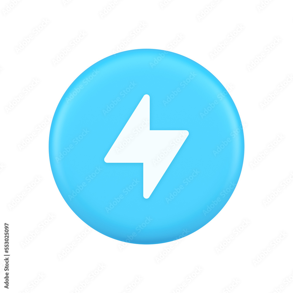 Charge power lightning button electricity thunderbolt arrow 3d realistic icon Charge power lightning button electricity thunderbolt arrow 3d realistic icon