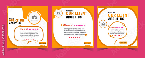 Modern and creative client testimonial social media post design customer service feedback review