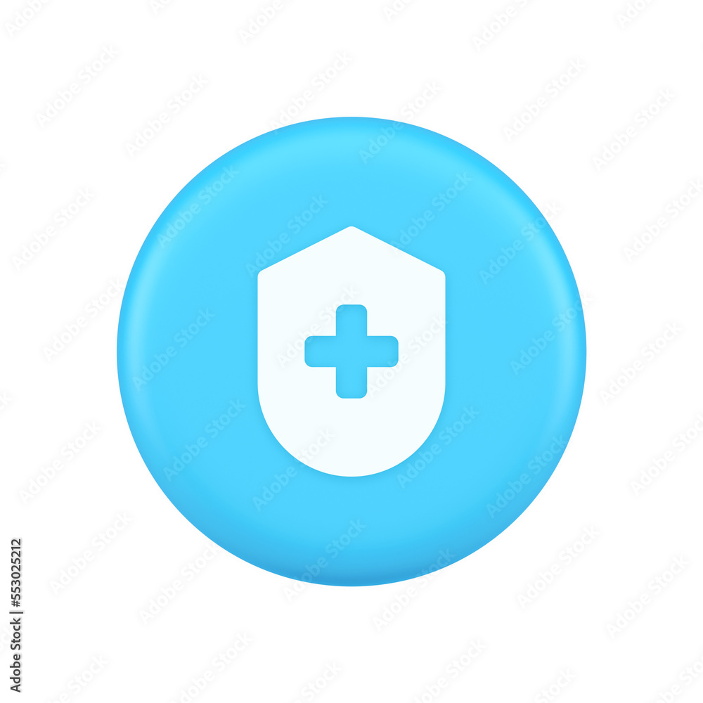 Medical secure shield check plus button approval confidential medicine protection 3d icon Medical secure shield check plus button approval confidential medicine protection 3d icon