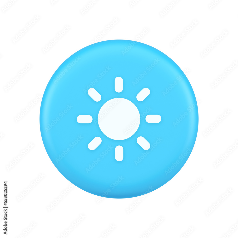 Brightness button sun light warm cold contrast digital interface 3d realistic icon Brightness button sun light warm cold contrast digital interface 3d realistic icon