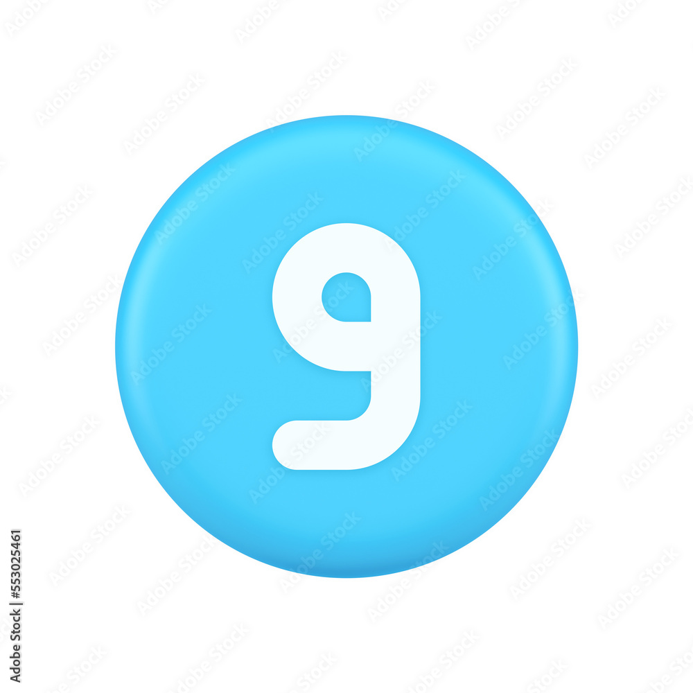 Nine number blue button calculation math financial budget web app 3d realistic icon Nine number blue button calculation math financial budget web app 3d realistic icon