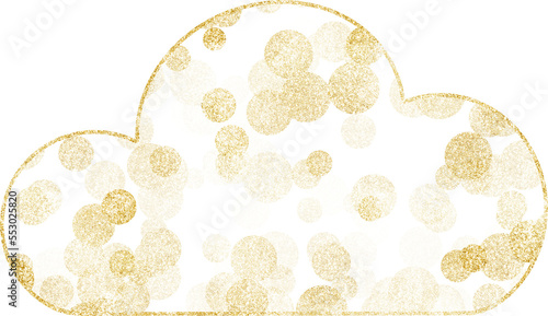 Stylized golden cloud with bokeh, on transparent background