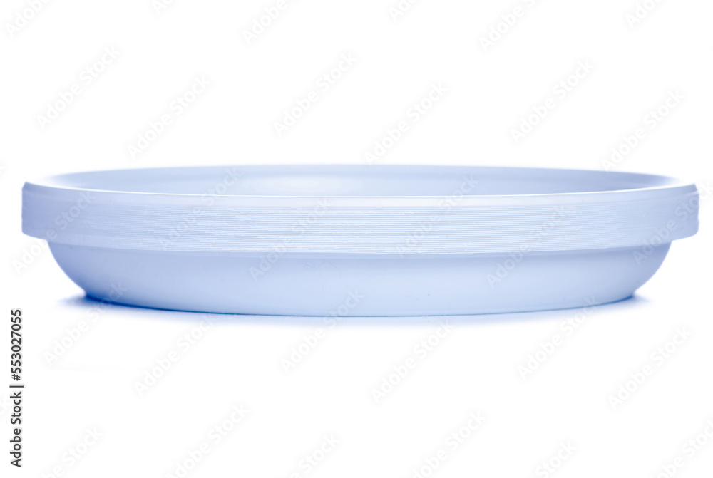 Disposable plastic dishes on white background isolation Disposable plastic dishes on white background isolation