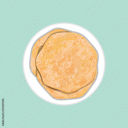 Paratha India Food. Design with cartoon.