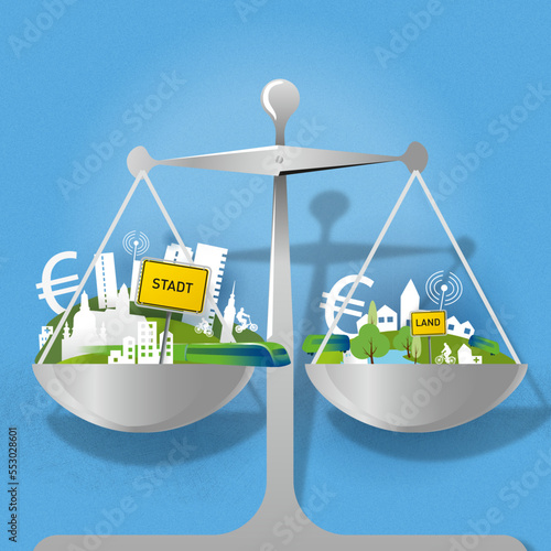 Grafik Waage Stadt-Land Ungleichgewicht