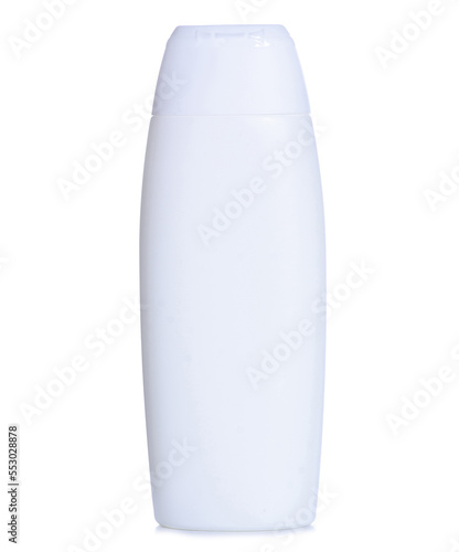 White beauty bottle shampoo shower gel on white background isolation