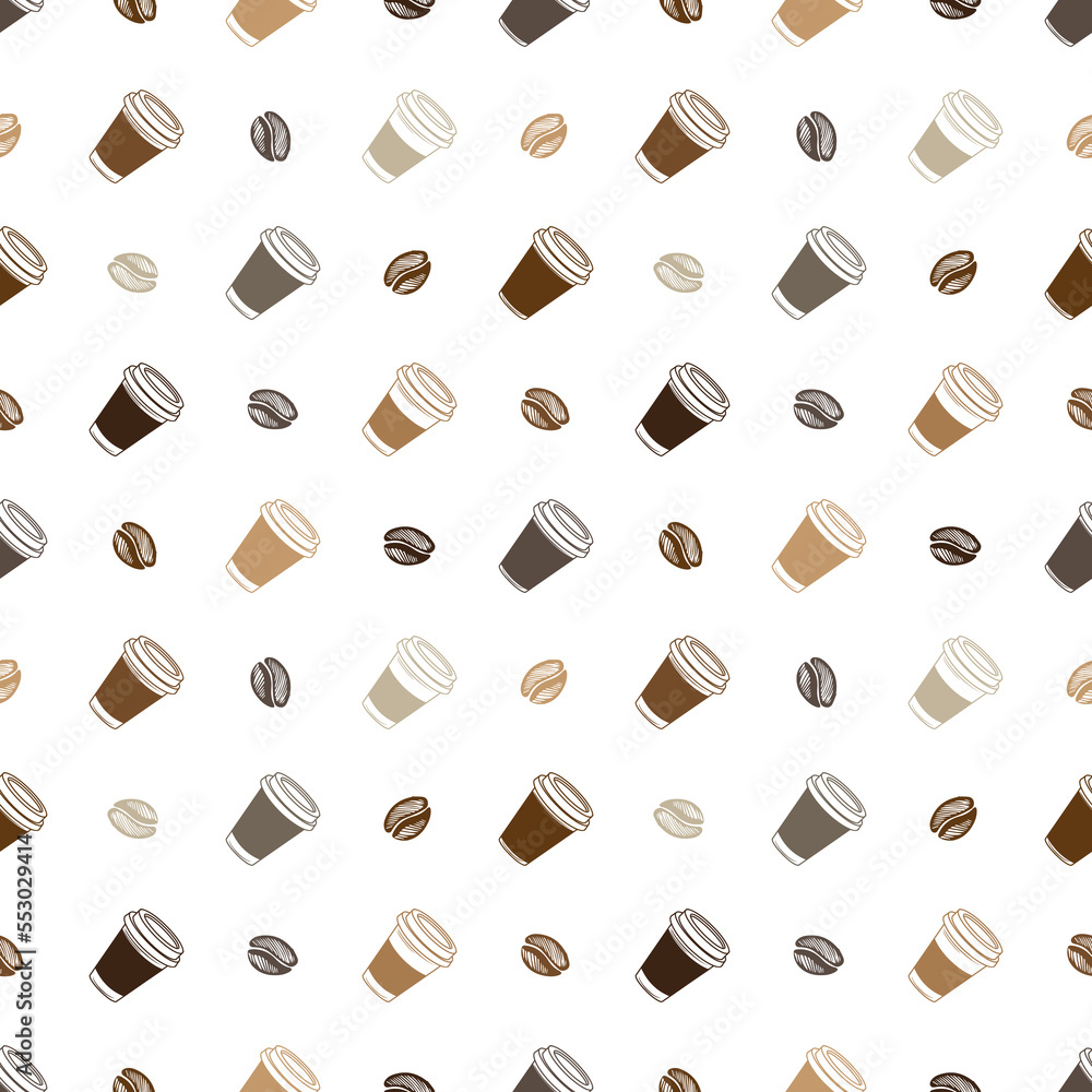 seamless pattern coffee cup for background, wall decoration, fabric motif, texture, wallpaper, gift wrapping