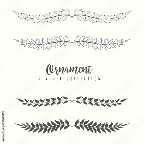 Hand drawn floral divider borders collection with branches and flower