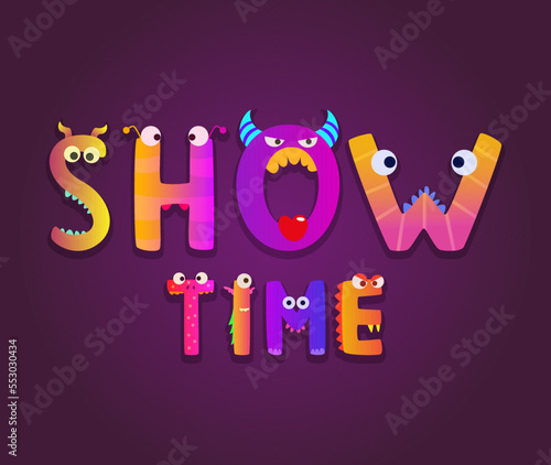 Playground title. showtime funny cartoon letters. Vector lettering for kids